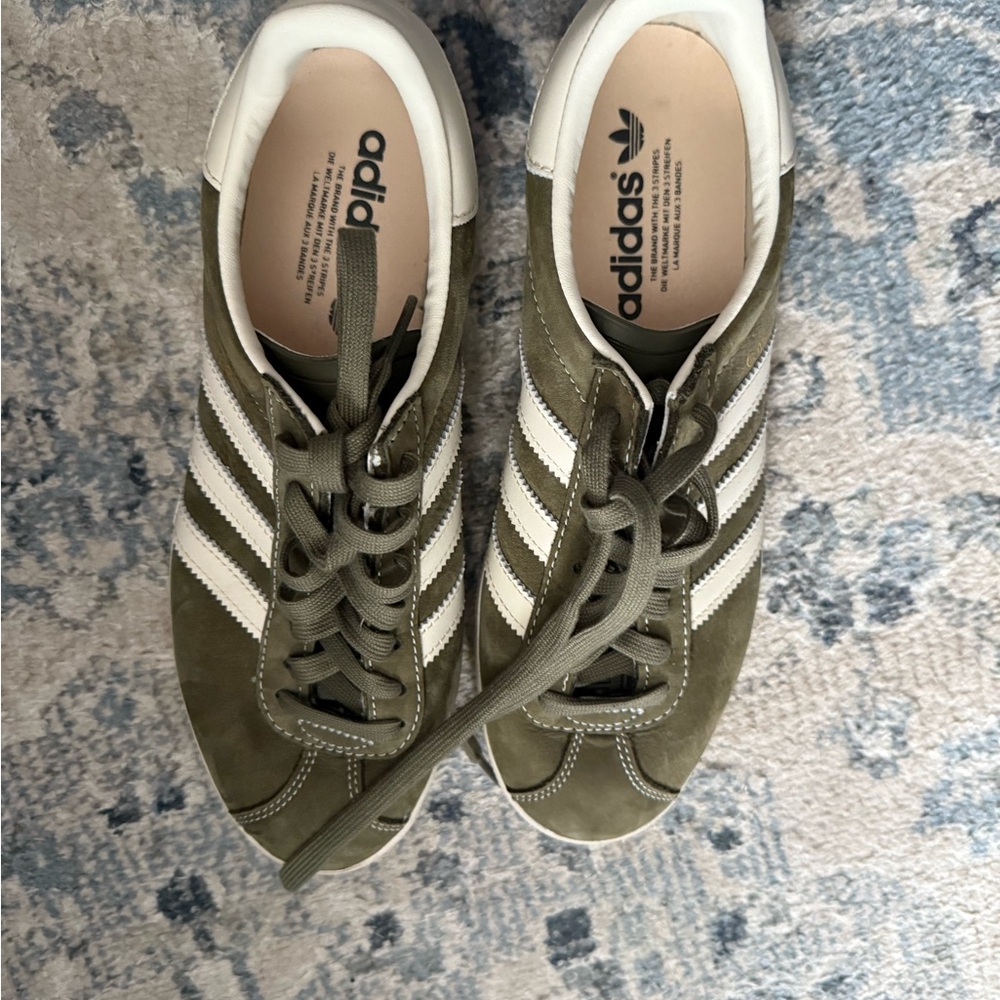 adidas Green and White Sneakers with Suede-like Material and Retro Design